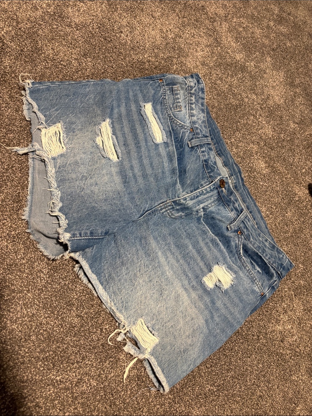 Distressed Light Blue Denim Women's Shorts